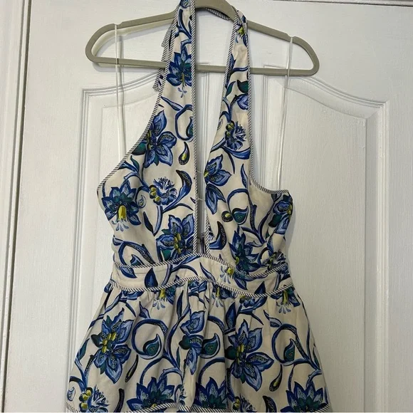 Hunter Bell Berkley Crisscross Halter Tiered Ruffle Midi Dress sz 6